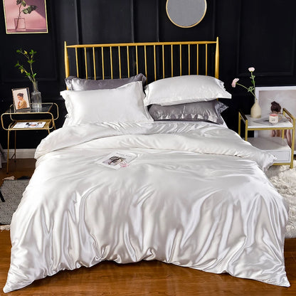 Queen Duvet Cover Set Silky Satin Sets