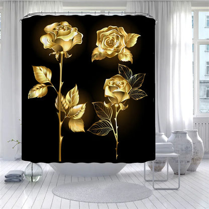 Golden Rose Shower Curtain Flowers