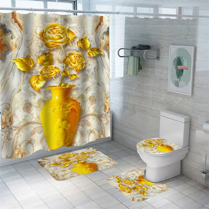 Golden Rose Shower Curtain Flowers