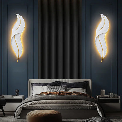 Resin Feather Background Wall light Sconce Fixtures