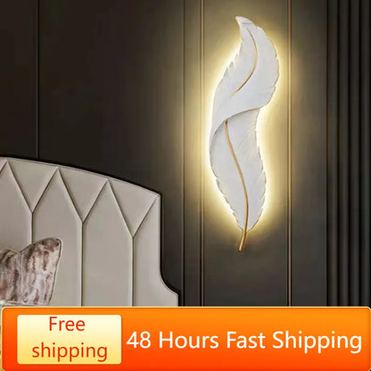 Resin Feather Background Wall light Sconce Fixtures