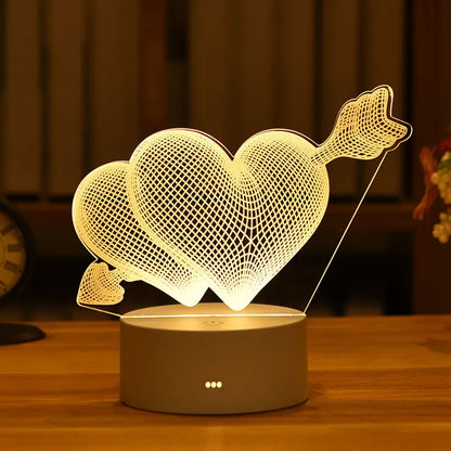 3D Lamp Heart-shaped LED Night Light Table