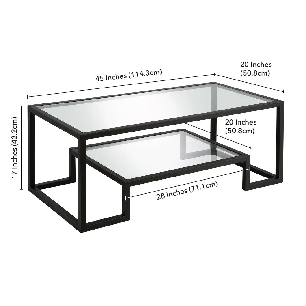 Evelyn & Zoe Contemporary Coffee Table with Glass Top and Shelf