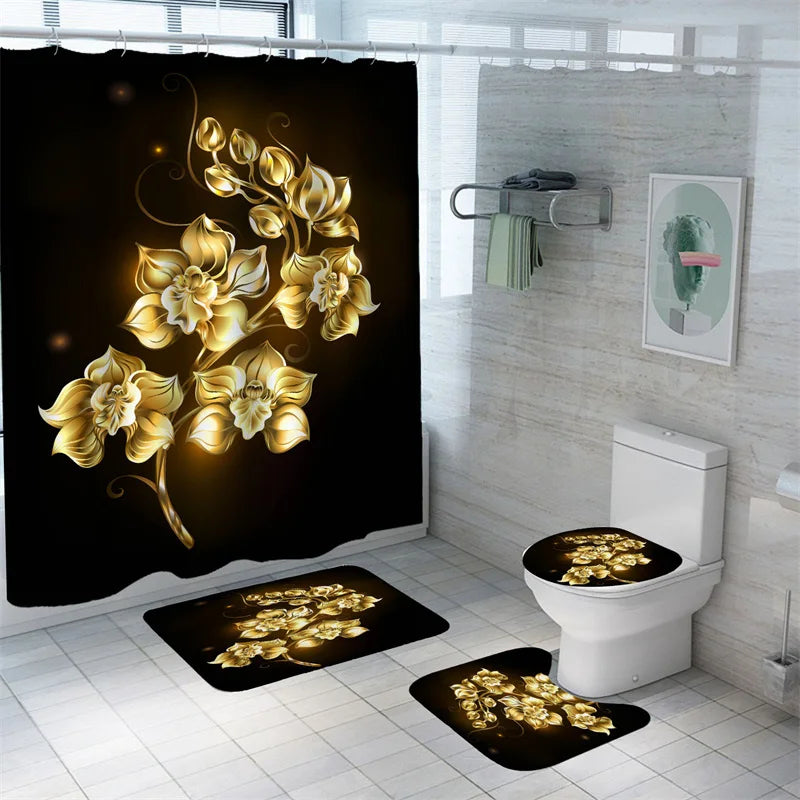 Golden Rose Shower Curtain Flowers