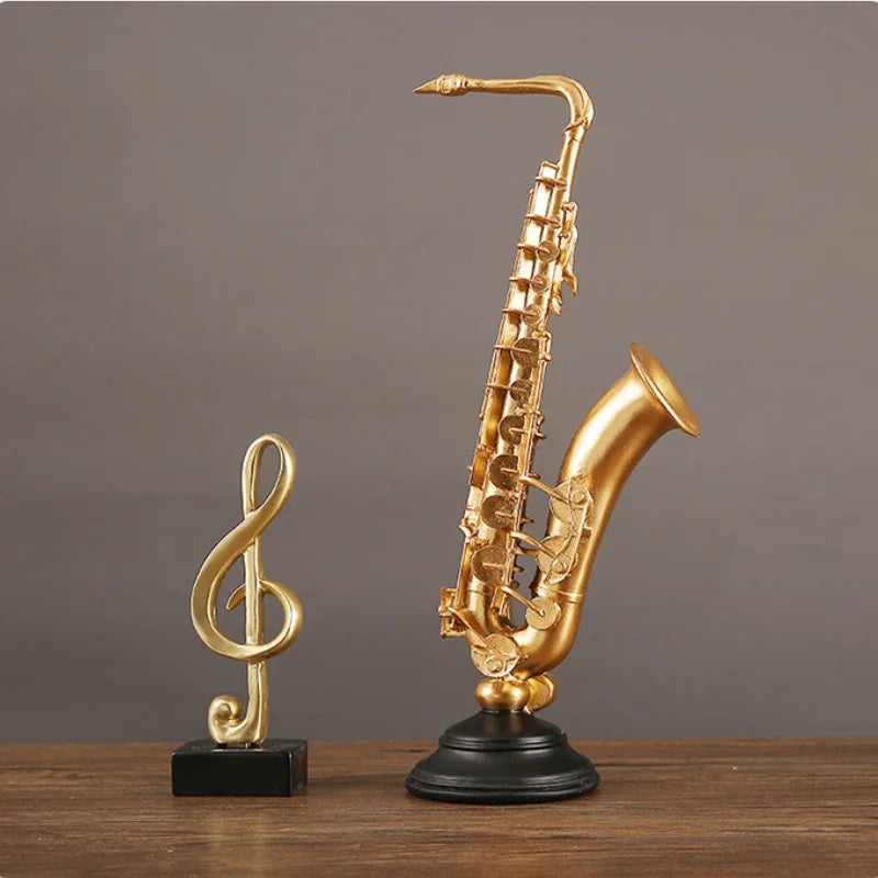 Violin Music Saxophone Figurine Instrument Home Decoration